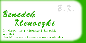 benedek klenoczki business card